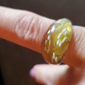 Glass ring.  Yellow HANDCRAFTED